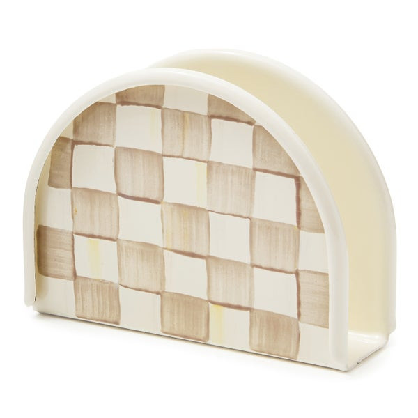 MacKenzie-Childs Mocha Check Napkin Holder | MacKenzie-Childs