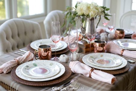 Are you looking for fall table decorations with understated color? Be inspired by this neutral fall table setting in blush pink and brown. 

#LTKhome #LTKfamily #LTKSeasonal