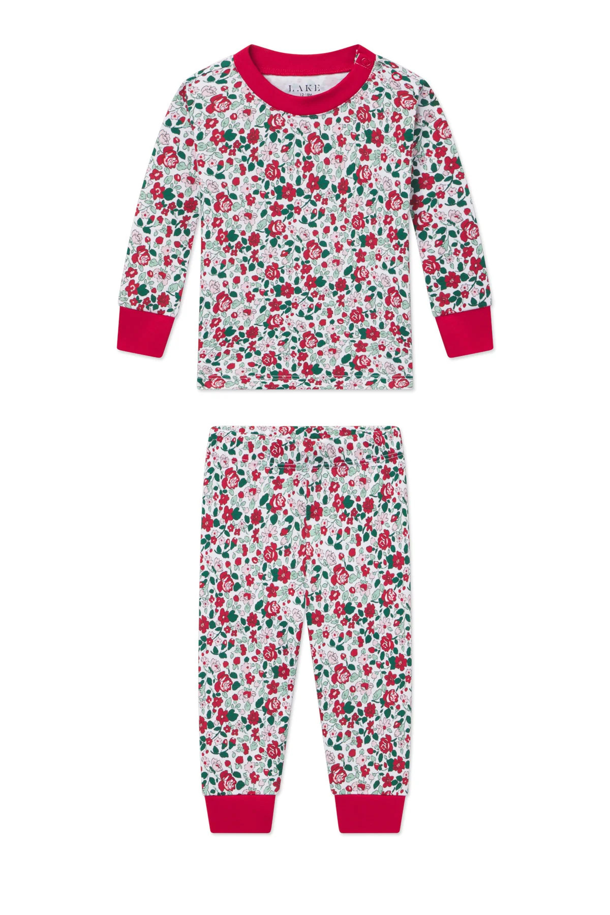 Baby Long-Long Set in Classic Red Elizabeth Floral | Lake Pajamas