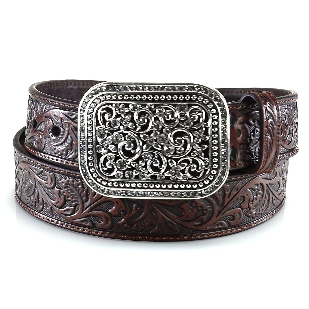 ARIAT Women's Rhinestones Embossed Leather Belt | Amazon (US)