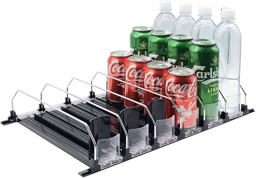 Drink Organizer for Fridge - Soda Dispenser Display with Smooth and Fast Pusher Glide Width Adjus... | Amazon (US)