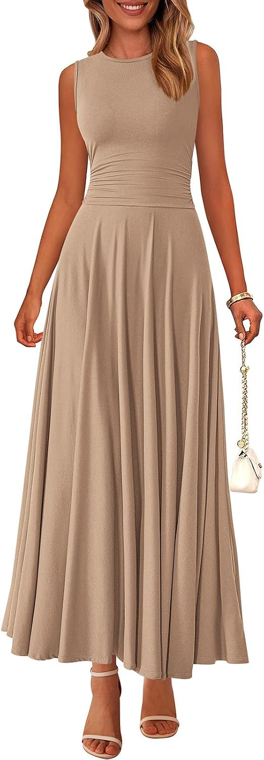 PRETTYGARDEN Womens Sleeveless Summer Dresses 2026 Flowy Aline Maxi Dress | Amazon (US)