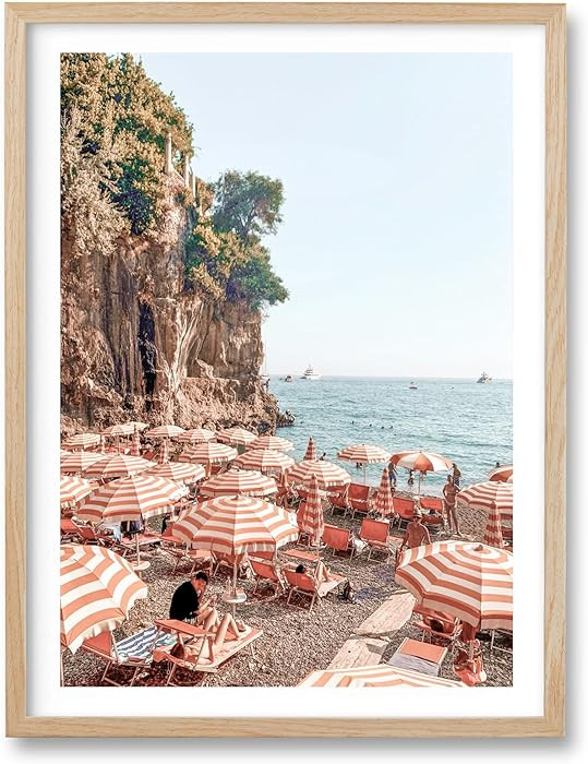 HesenDot Natural OAK Wood Framed Summer in Positano Wall Art,12x16in Italy Amalfi Coastal Canvas ... | Amazon (US)