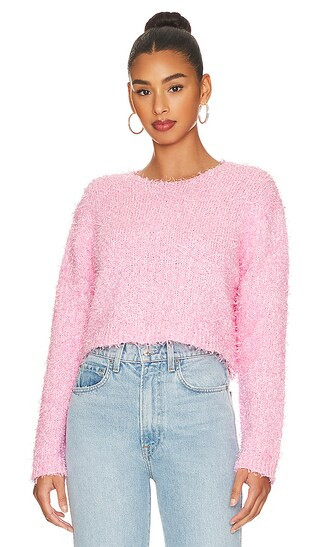 Mandy Shaggy Cropped Sweater in Baby Pink | Revolve Clothing (Global)