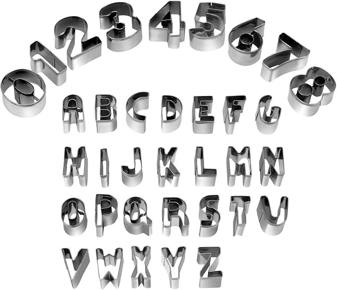 HUAFA Alphabet & Number Cookie Cutters Sets of 35 Pieces Mold Tools for Fondant Biscuit, Cake, Fr... | Amazon (US)