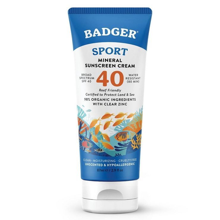 Badger Sport Mineral Sunscreen Cream - SPF 40 - 2.9 fl oz | Target
