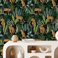 Cheetah Jungle Wallpaper, Animal Print, Removable Wallpaper | Etsy (US)