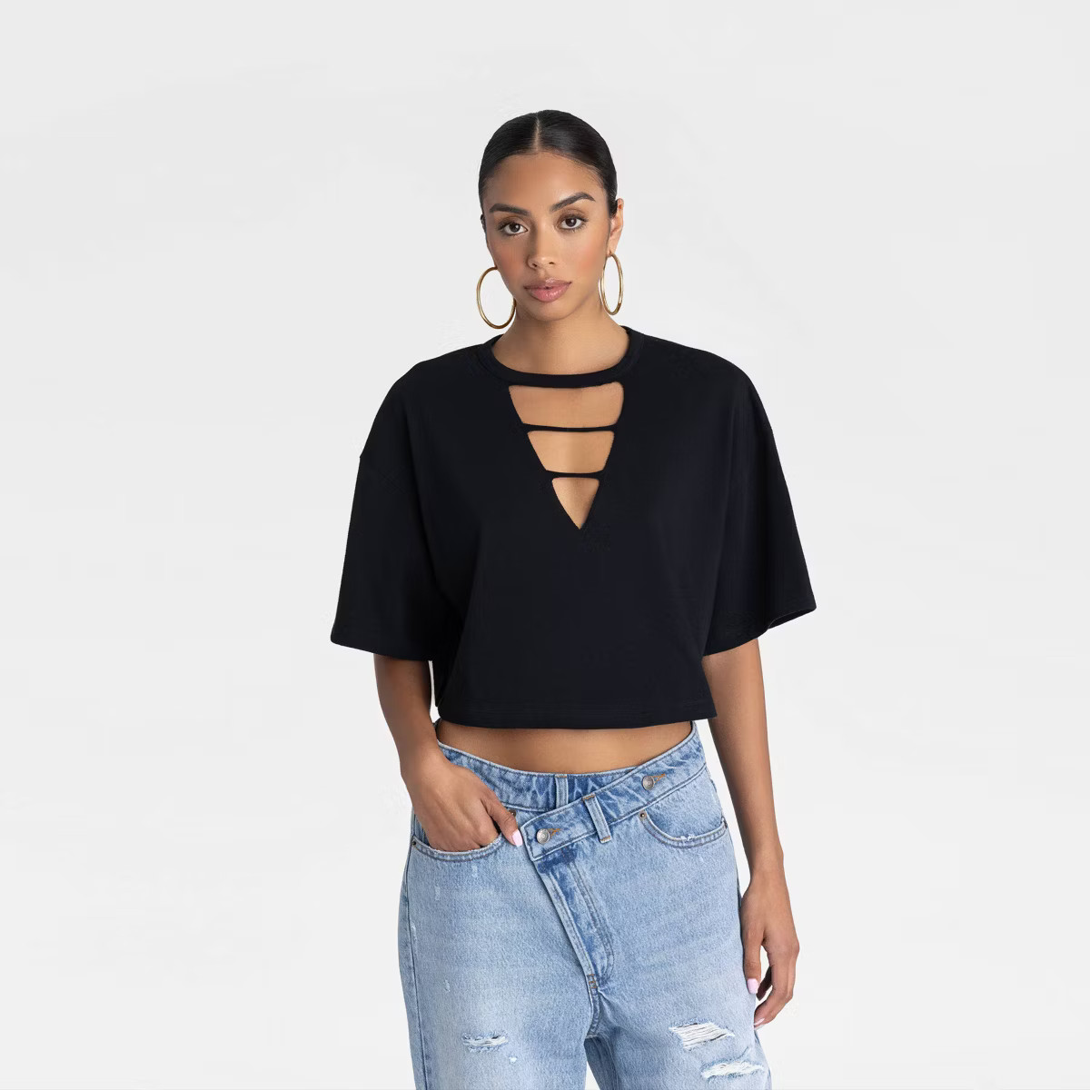 KBB by KAHLANA Women's Short Sleeve T-Shirt 'The Cut Out Tee' | Target