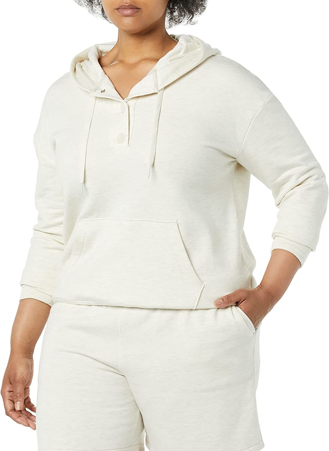Amazon Aware Women's Fleece Long Sleeve Henley Hoodie (Available in Plus Size) | Amazon (US)