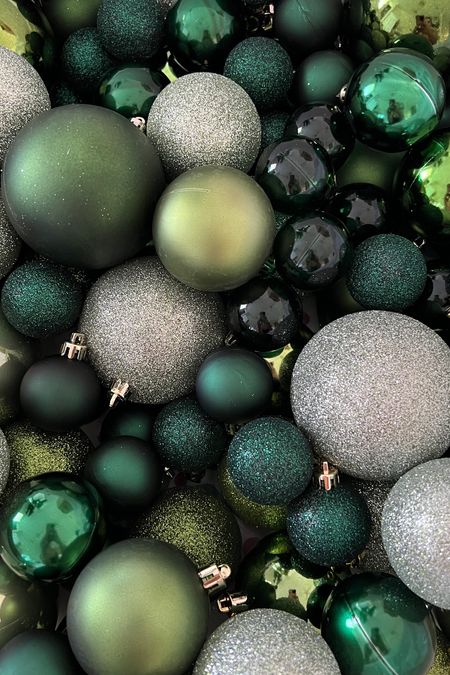 Green ornaments shatterproof for an ornament garland! #meandmrjones 

Christmas decor, tree garland, green decor 

#LTKhome #LTKHoliday #LTKfindsunder50