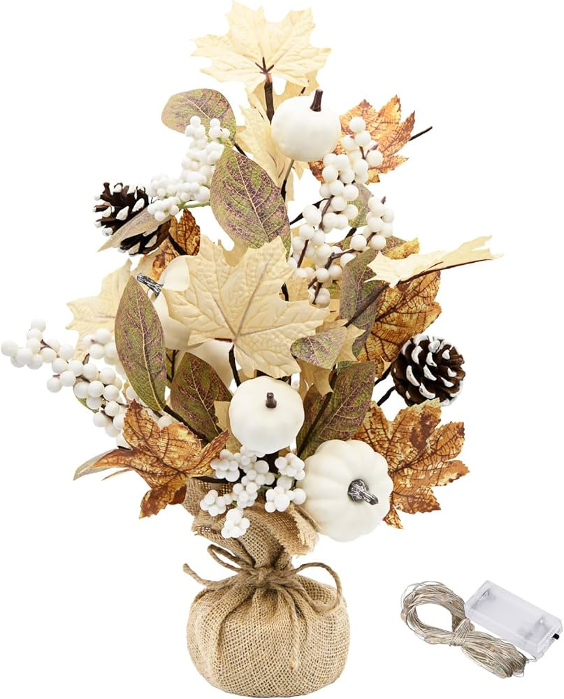 Fall Maple Leaf Table Tree Decorations Indoor, 20 inch Fall Artificial Pumpkin Centerpieces Decor... | Amazon (US)