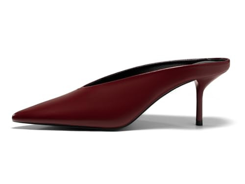 Coutgo Womens High Heels Mules Closed Pointed Toe Slide Sandals Slip On Summer Dress Shoes,Wine Red,Size 9.5 | Amazon (US)