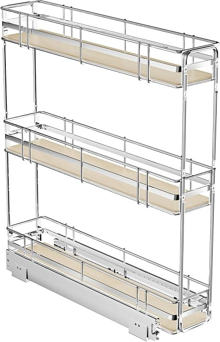 ROOMTEC 3-Tier Pull Out Cabinet Organizer Spice Rack for Narrow Cabinet 6" W x 20½" D, Slide Out... | Amazon (US)