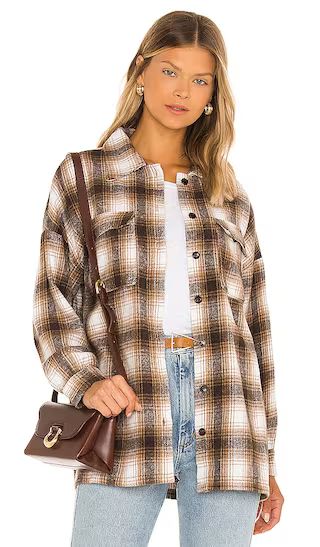 Harlow Flannel Shacket in Brown | Revolve Clothing (Global)