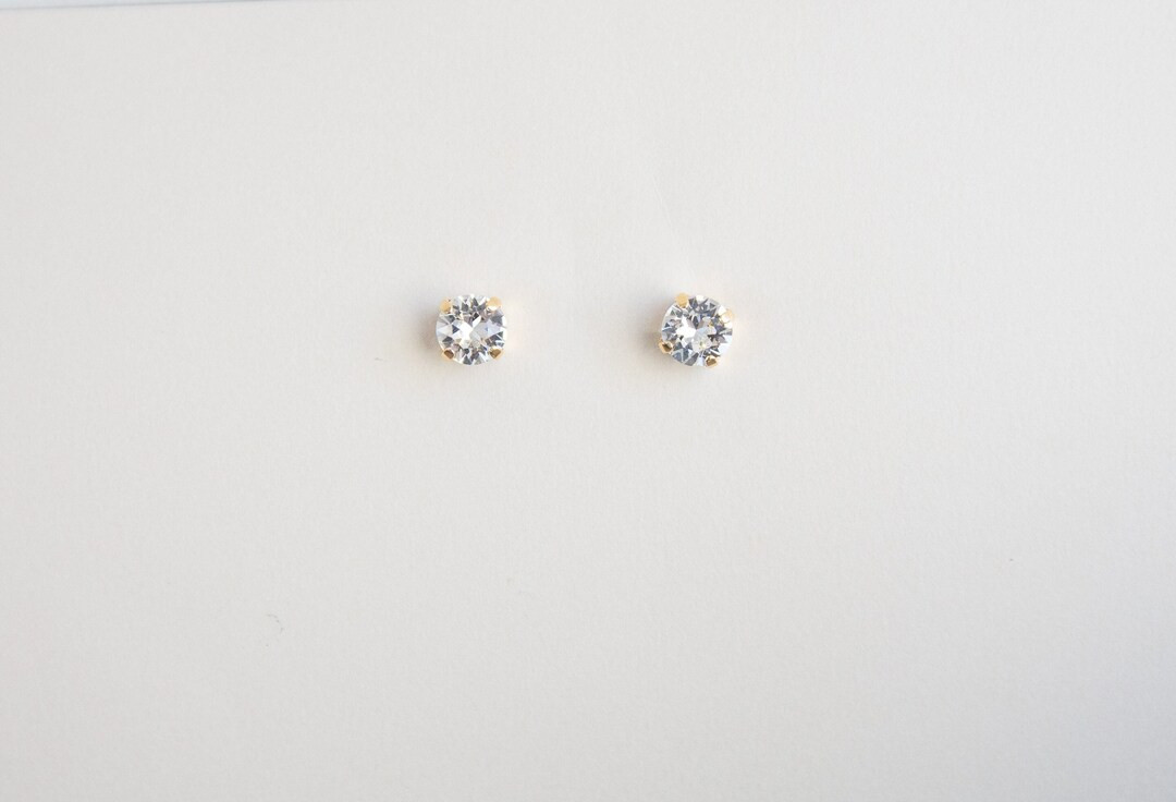 Bridesmaid Jewelry, cz studs earrings, cubic zirconia, wedding earrings for brides simple, *READY... | Etsy (US)
