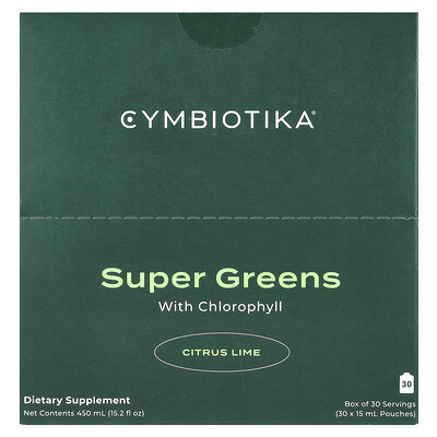 Cymbiotika, Super Greens, With Chlorophyll, Citrus Lime, 30 Pouches, 15 ml Each | iHerb