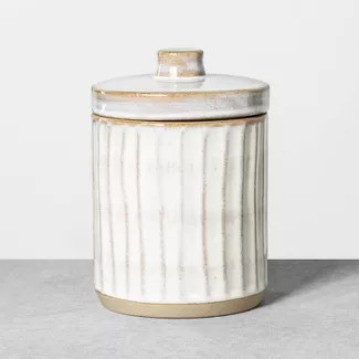 Embossed Stoneware Reactive Glaze Bath Canister Sour Cream - Hearth & Hand™ with Magnolia | Target