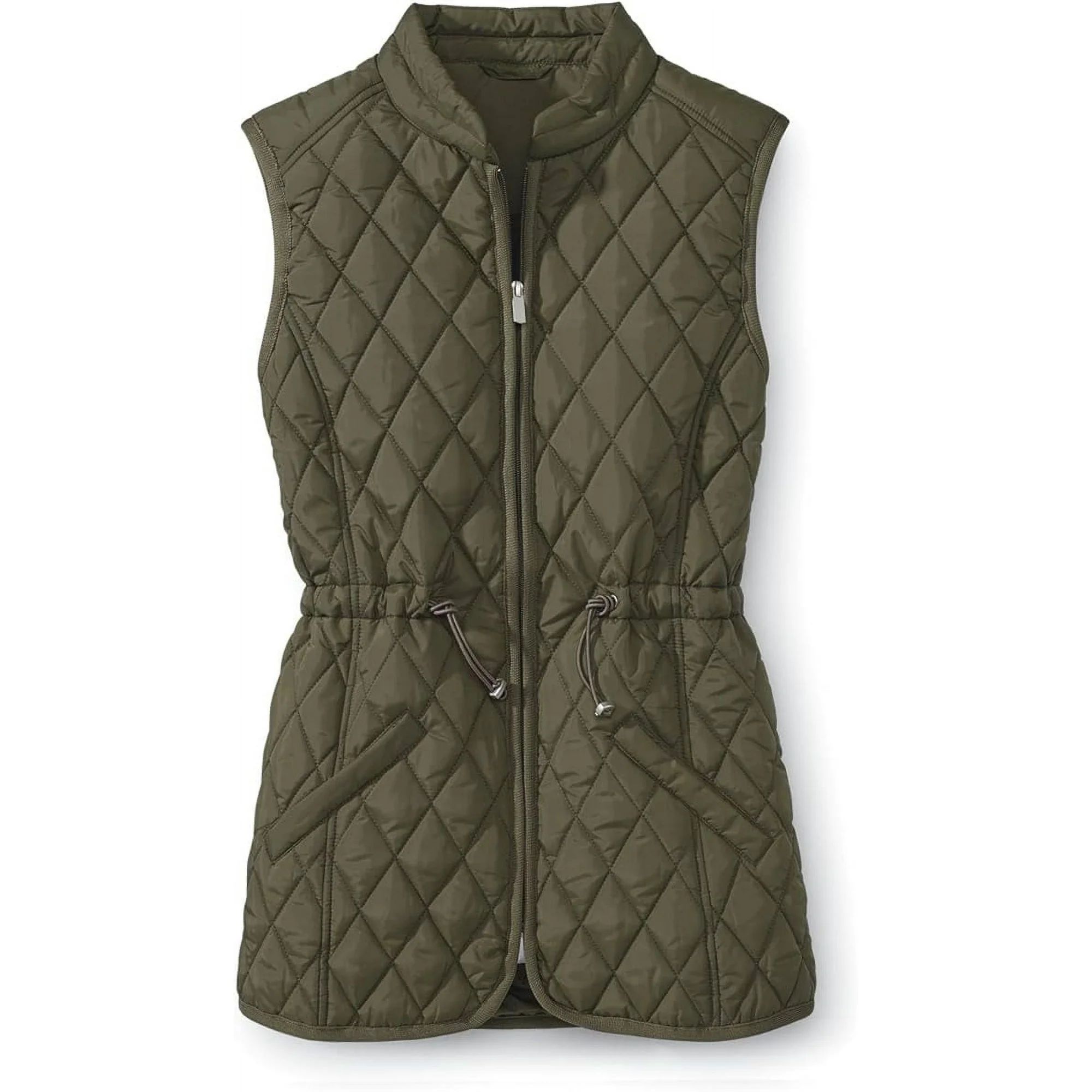 SAGEFINDS Women Quilted Vest, Stand Collar, Padded Vest with Zipper, Adjustable Toggle Waist - Me... | Walmart (US)