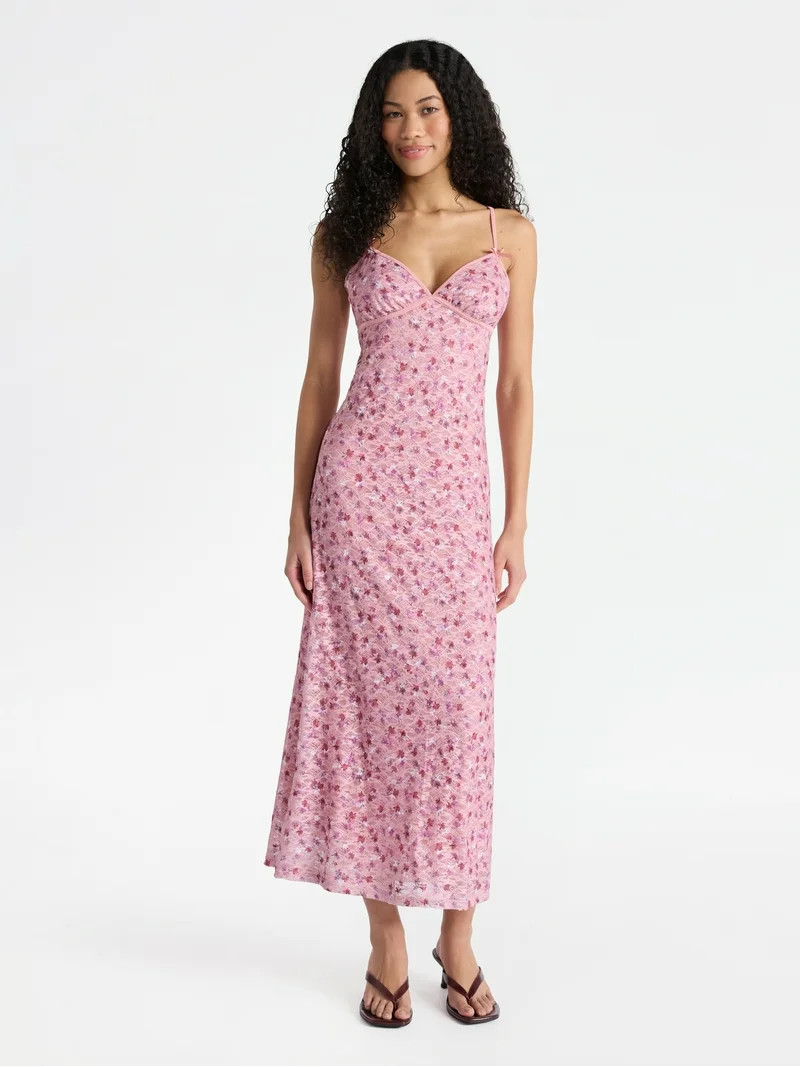 No Boundaries Triangle Top Maxi Dress, Women's | Walmart (US)
