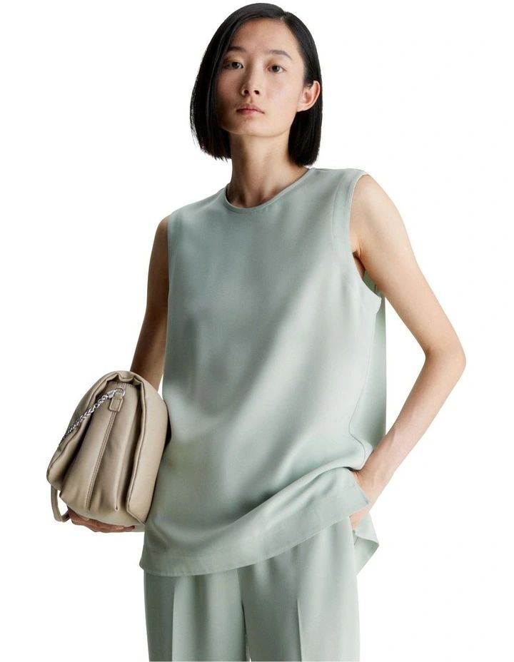 Structure Twill Sleeveless Top in Desert Sage | Myer