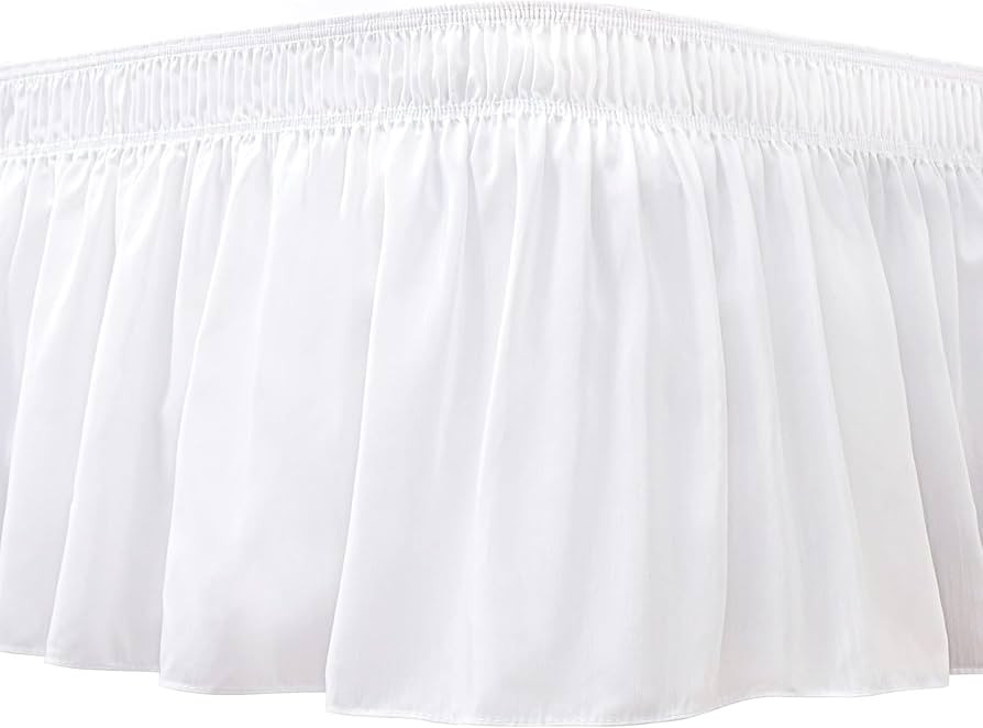 Biscaynebay Wrap Around Bed Skirts for Queen Beds 15" Drop, White Adjustable Elastic Dust Ruffles... | Amazon (US)