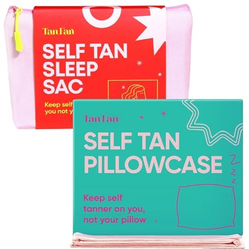 Tan Fan Self Tan Sleep Sac + Extra Pillowcase - Keep Sheets + Pillows Clean from Self Tanner Stains - 100% Cooling Silky Poly - Won’t Rub or Absorb Tanning Lotion - Lightweight Breathable Large | Amazon (US)