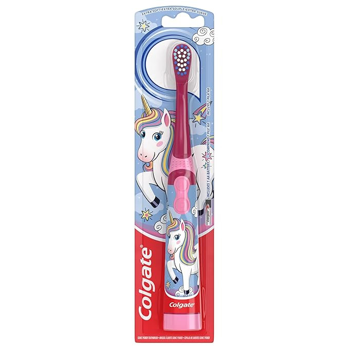 Colgate Kids Battery Powered Toothbrush, Kids Battery Toothbrush with Included AA Battery, Extra ... | Amazon (US)