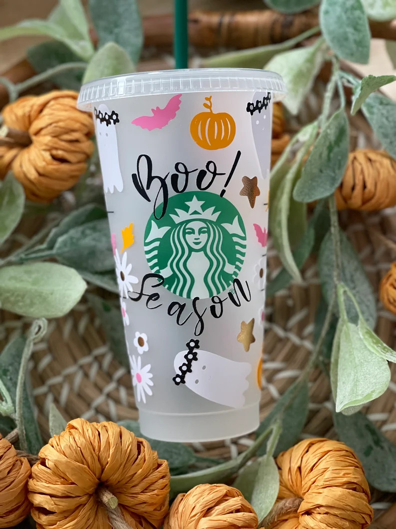 Halloween Starbucks Reusable Cup, Ghost and Pumpkin Theme | Etsy (Global)