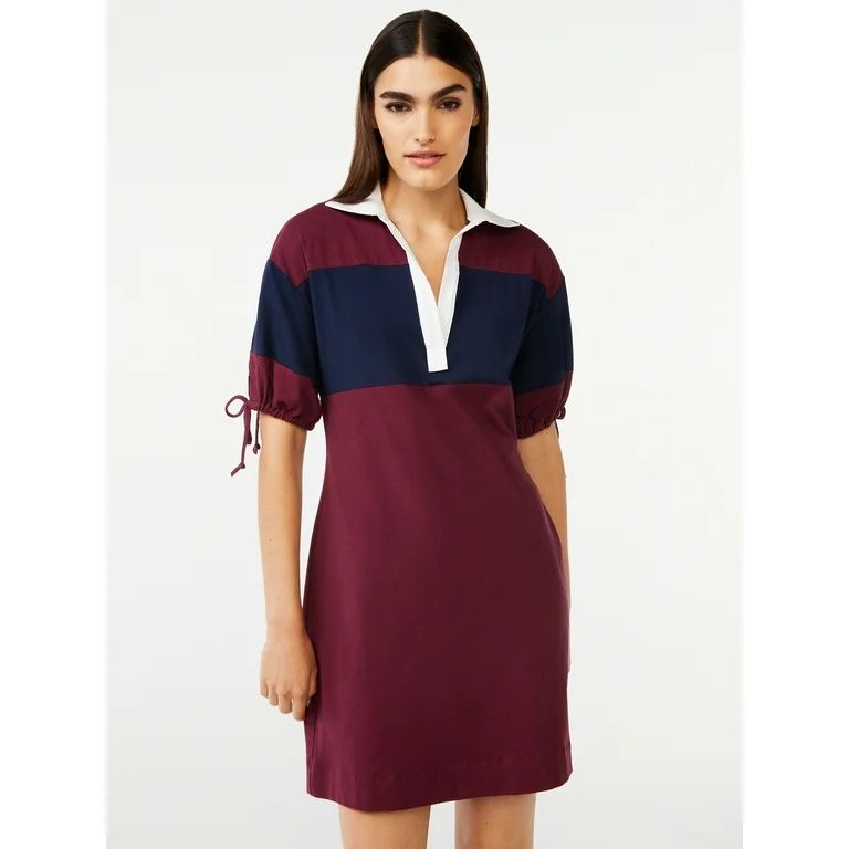 Free Assembly Women's Polo Mini Dress with Tie Sleeves | Walmart (US)