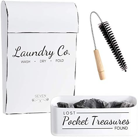 Laundry Room Decor and Accessories 3 Piece Farmhouse Decor Metal Magnetic Lint Bin For Laundry Ro... | Amazon (US)