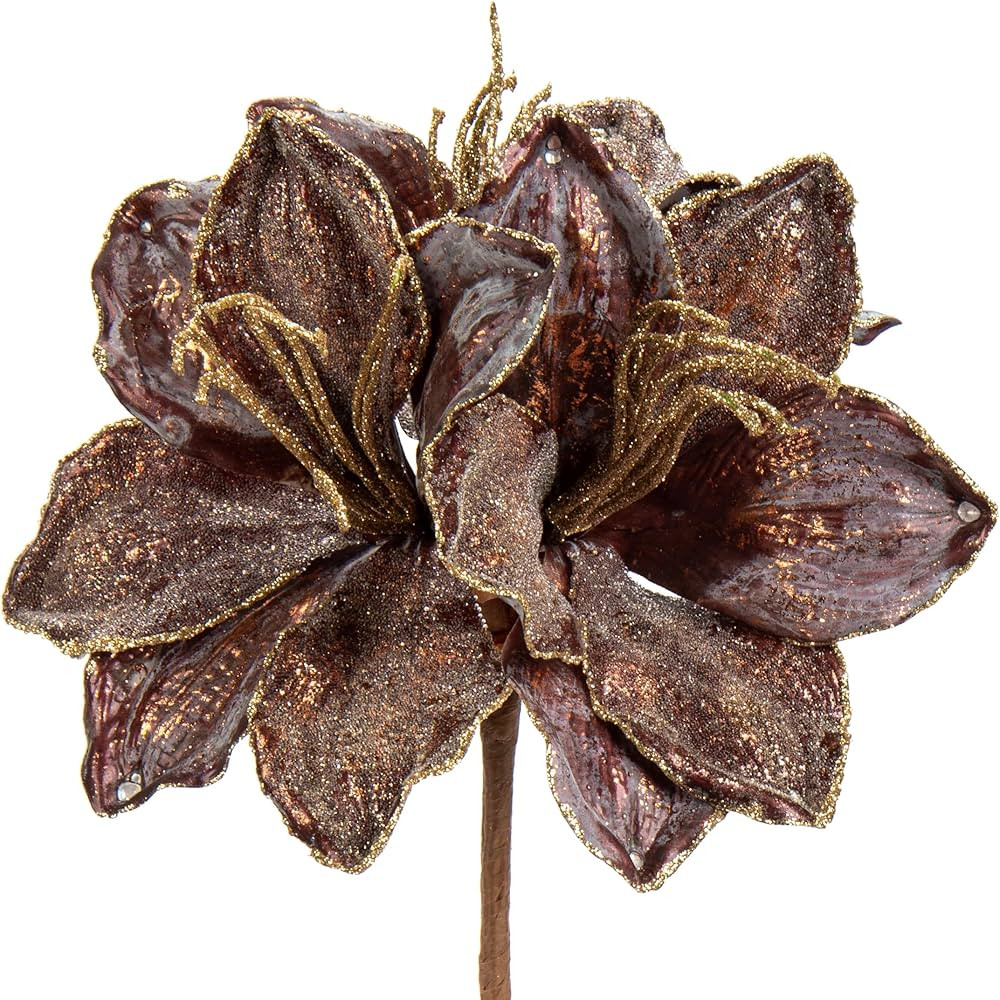 Briful 3PCS Christmas Glitter Poinsettia Flowers 3 Heads Large Artificial Clivia Floral Picks 24 ... | Amazon (US)