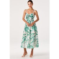 ASTR the Label | Makayla Abstract Print Midi Dress in Green abstract |  Size M | ASTR The Label (US)