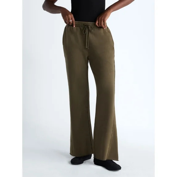 Scoop Women’s and Women's Plus Mineral Washed Fleece Flare Leg Sweatpants, Sizes XS-4X | Walmart (US)