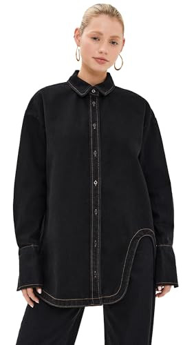 Lioness Women's Off Duty Denim Shirt, Onyx Denim, Black, XXS | Amazon (US)
