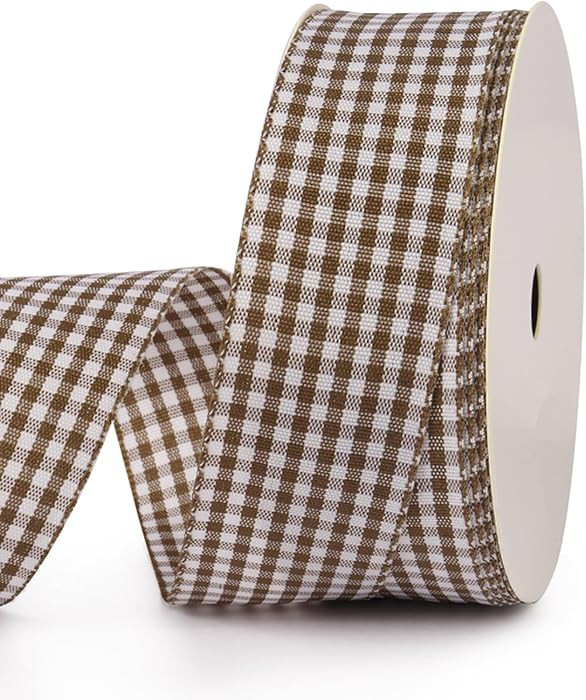 VIVIQUEN Gingham Ribbon Checkered Ribbon 1-Inch Wide Taffeta Plaid Ribbon 25 Yard Long 100% Polye... | Amazon (US)