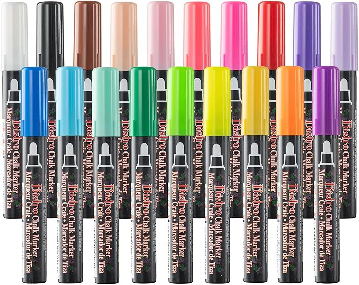 Marvy Uchida Bistro Chalk Marker - 19 Basic, Neon and Pastel Colors - Bistro Chalk Markers for Bl... | Amazon (US)