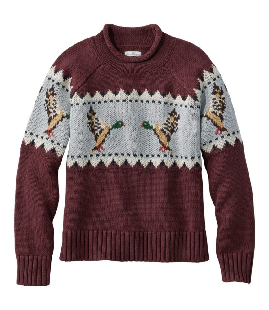 Women's Signature Original Cotton Sweater, Rollneck Novelty Currant Mallard Fair Isle Medium, Cotton/Yarns L. L.Bean | L.L. Bean