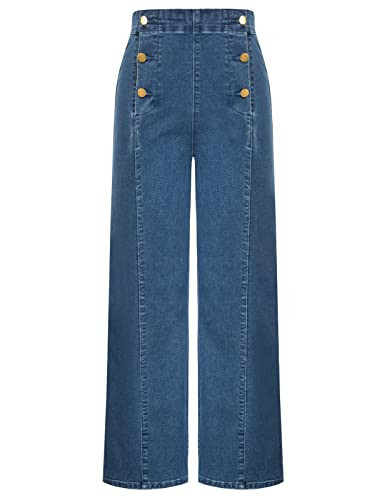 High Waisted Jeans for Womens Tummy Control Wide Leg Jeans for Women High Waist Vintage Clothes Size 16 Size 18 Light Blue | Amazon (US)