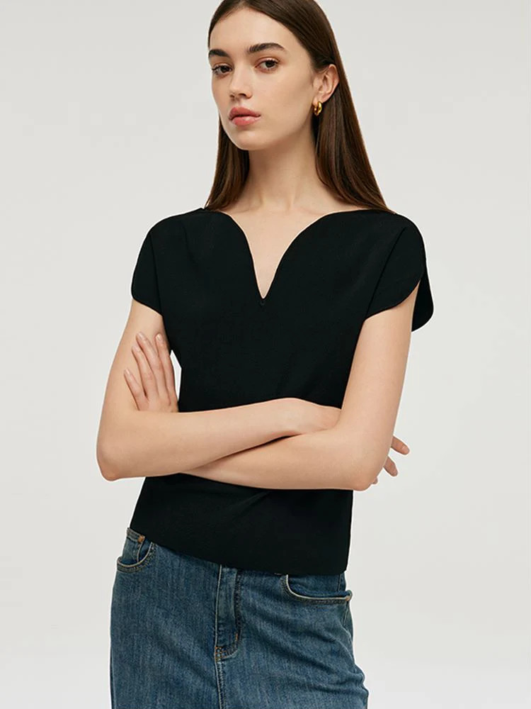 V-Neck Women Knit Top | GOELIA