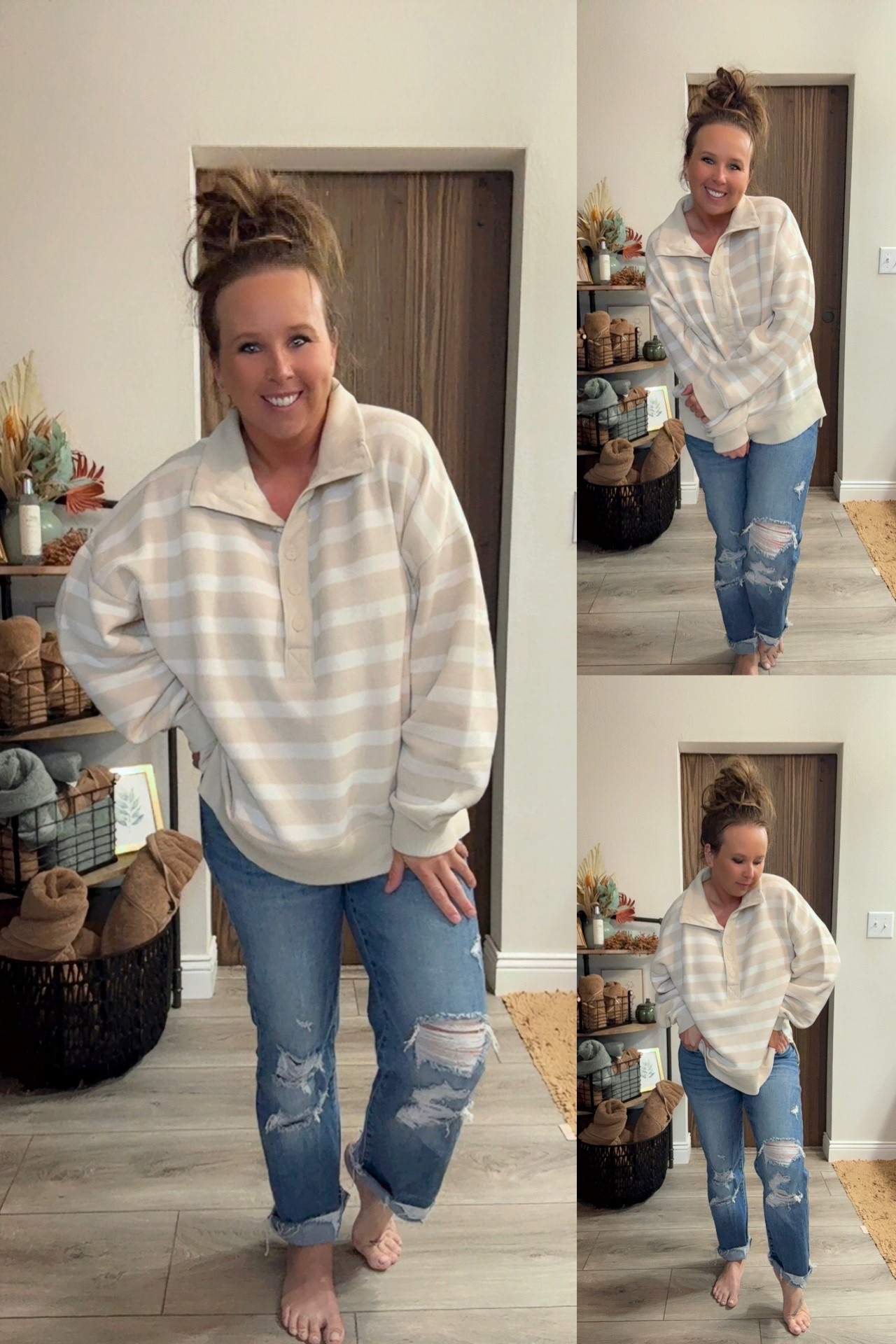 Happy Friday! Today’s forecast: a splash of rain and a dollop of mom style. Rocking the perfect cozy outfit for muffins with my tiny humans. If laughter were a rain repellent, I’d be dry as a desert. Bring on the carbs and chaos! 😄🌧️ #MomFashion #FridayFeels #MidwestLiving

#LTKFindsUnder50 #LTKStyleTip #LTKSaleAlert