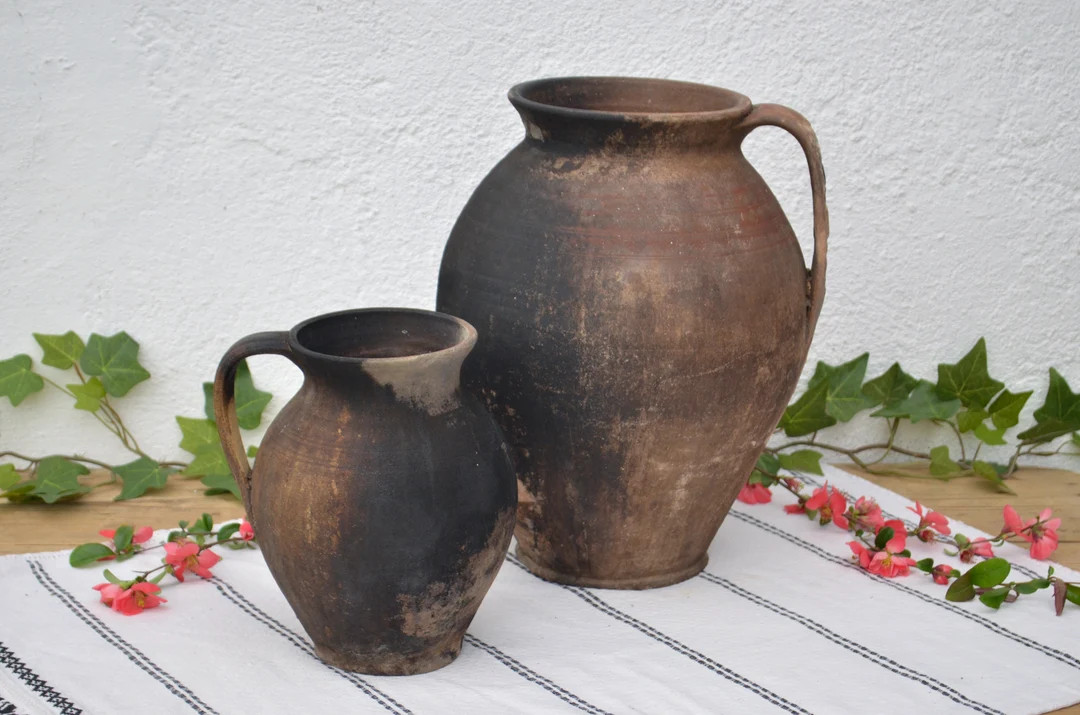 Primitive Jugs, Rustic Burned Clay Pitcher, Cooking Vessel - Etsy Canada | Etsy (CAD)