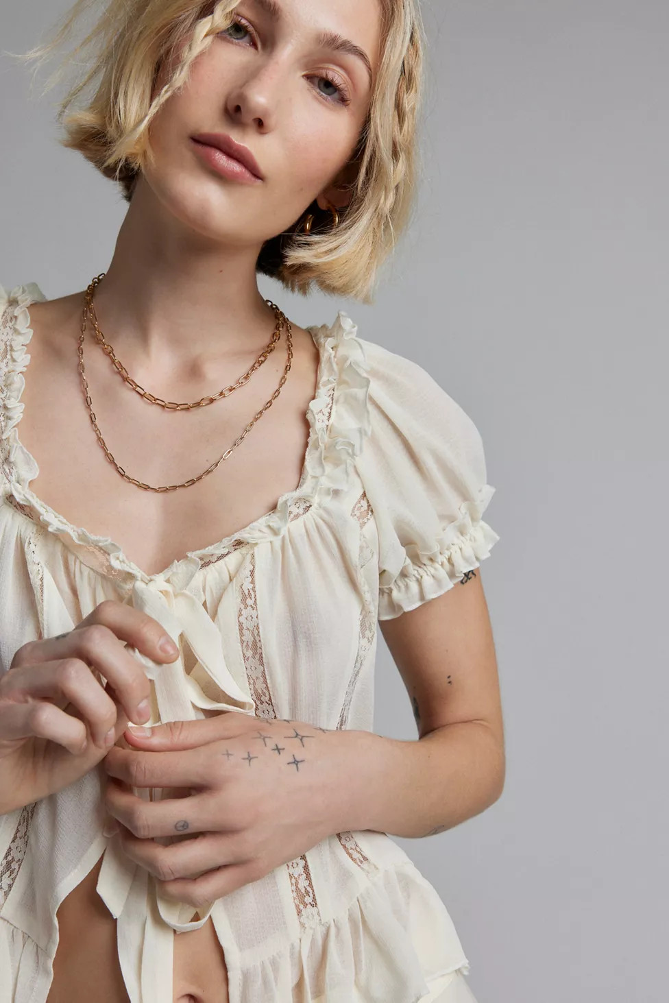 Kimchi Blue Lucie Tie Front Bed Jacket | Urban Outfitters (US and RoW)