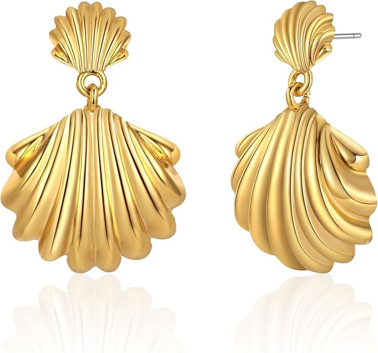 LILIE&WHITE Seashell Stud Earrings For Women Gold Earrings Seashore Earrings Nautical Jewelry For... | Amazon (US)