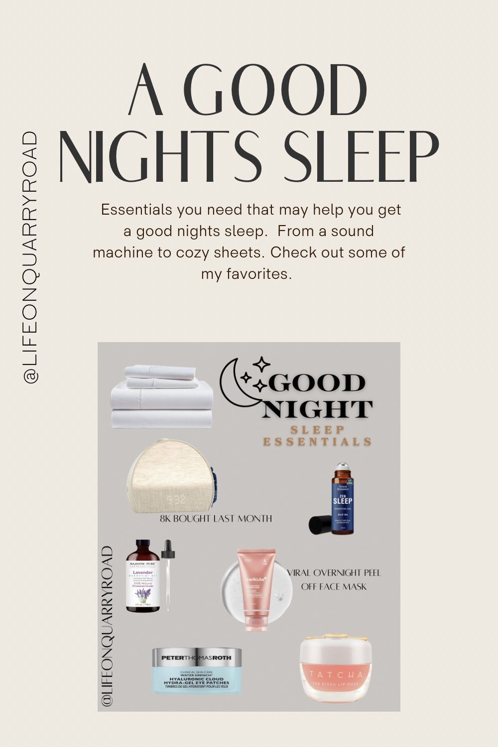 A good night sleep is so important. Here are a few resources that can help you sleep better. From comfortable sheets to a sound machine or even essential oils. Try different things to see what works for you. 

#LTKHome #LTKFindsUnder50 #LTKOver40