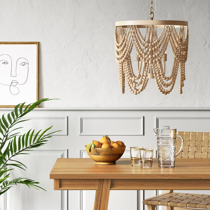 Large Chandelier Wooden Beads Swag Natural Tone - Opalhouse™ | Target