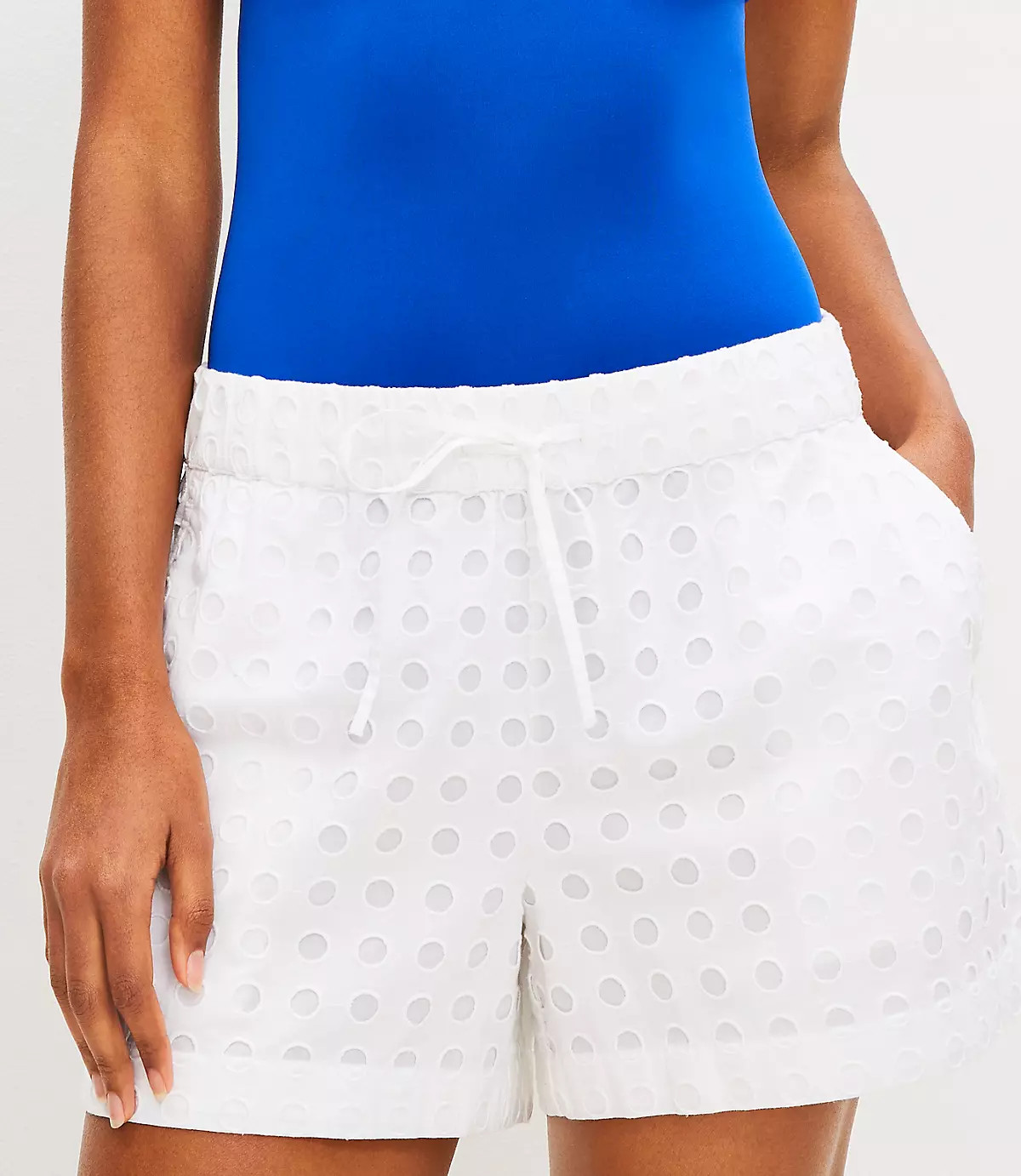 LOFT Beach Eyelet Tie Waist Shorts | LOFT