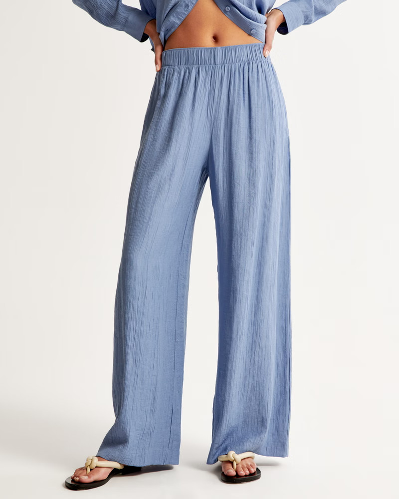 Women's Crinkle Textured Pull-On Pant | Women's Bottoms | Abercrombie.com | Abercrombie & Fitch (UK)