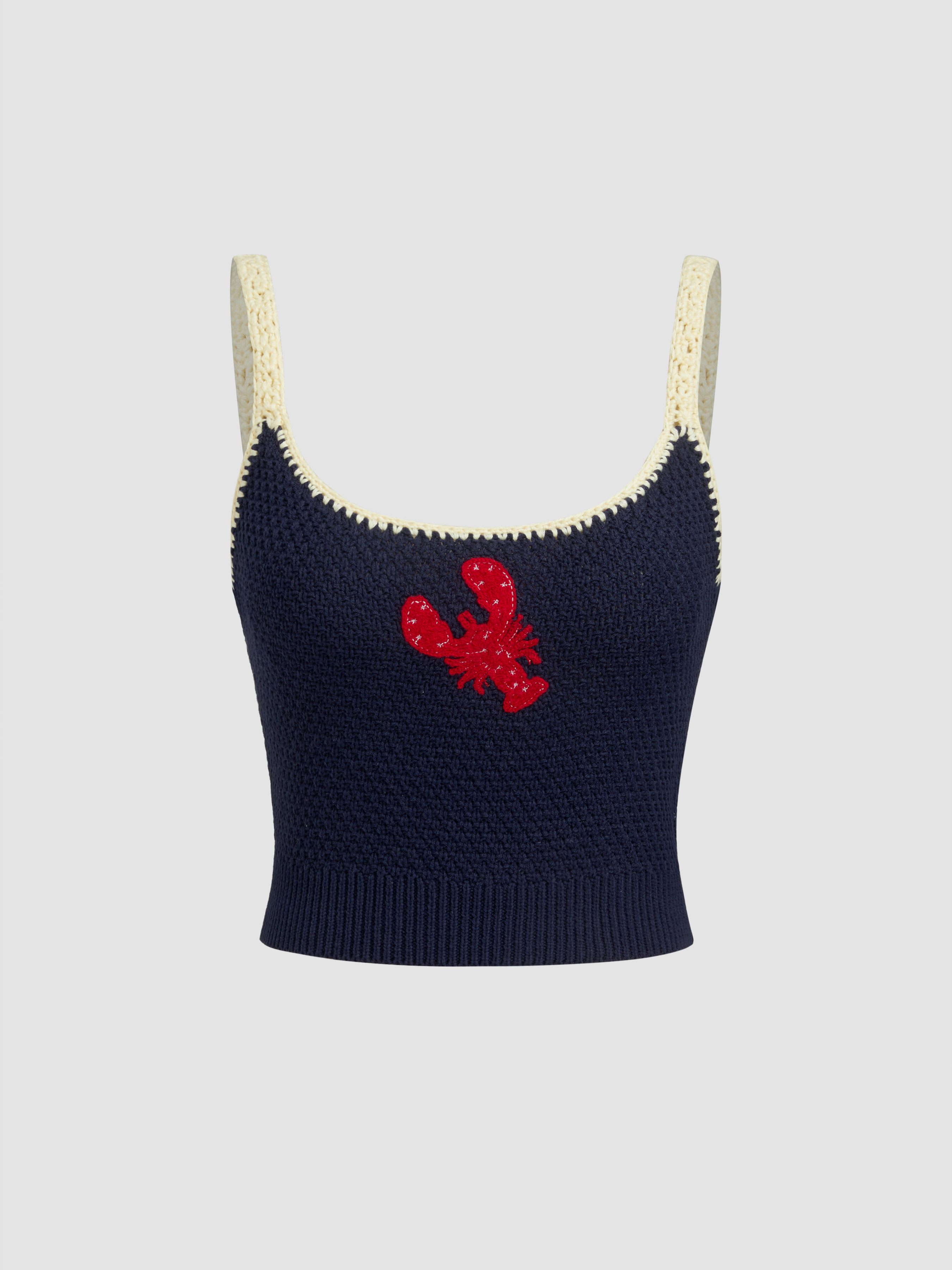 Knit Fabric Knit Crayfish Contrasting Binding Crop Cami Top For Daily Casual | Cider