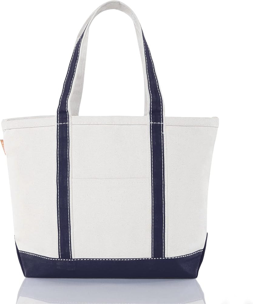 Medium Classic Canvas Tote Bag for Women, Top Zipper Closure, Outer Pocket, Daily Essentials, Gro... | Amazon (US)