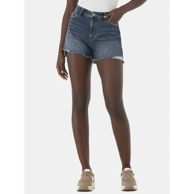 Time and Tru Women's High Rise Denim Short, 4" Inseam, Sizes 2-20 | Walmart (US)